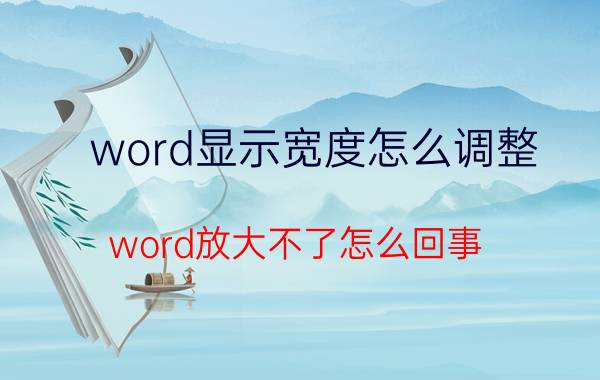 word显示宽度怎么调整 word放大不了怎么回事？